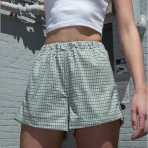 Brandy Melville green plaid shorts